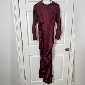 Chic Long Sleeve Burgundy Dress
